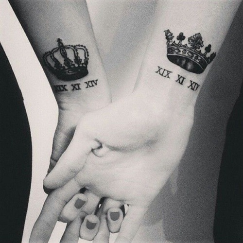 King and Queen Crown and Numerical Tattoo
