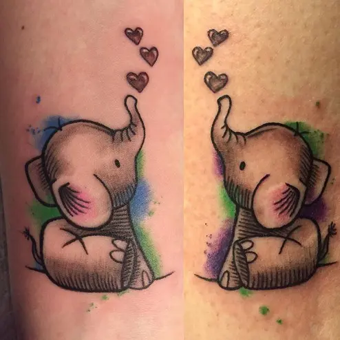 Tattoo uploaded by Tattoodo  Watercolor mother elephant and her baby by  Pfolkes IGpstrokestattoos elephant Pfolkes watercolor  Tattoodo