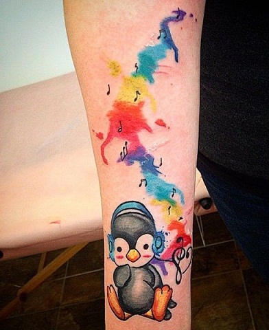 Musical Penguin Tattoo