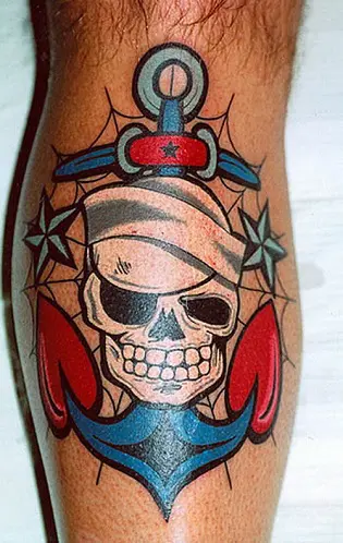 Shoulder Skull Anchor Tattoo by Bloody Ink