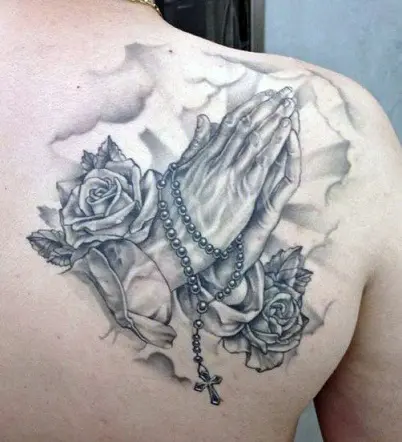 Tattoo uploaded by Jason Stonerock  Right shoulder praying hands praying  prayinghands rosary  Tattoodo