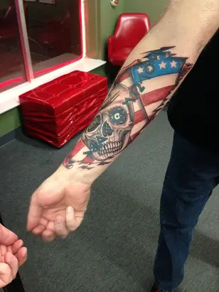 Tattoo uploaded by David Hutson  patriotism wethepeople skull  halfsleeve patriotic  Tattoodo