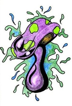 Purple Mushroom Tattoo Design