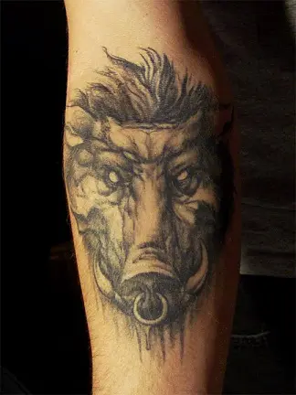 Boar tattoo  Hunting tattoos Tattoos Wild boar