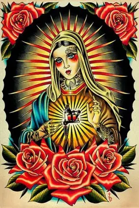 Traditional virgin Mary Done by  Lucky Cat Tattoo Studio  Facebook