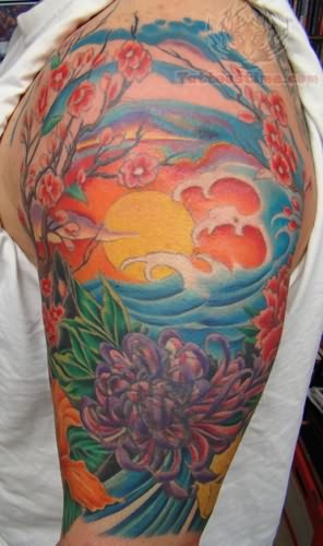 Vibrant Colourful Ocean Tattoo Designs