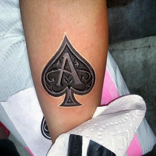 3-D Black Aces Spade Tattoo Design