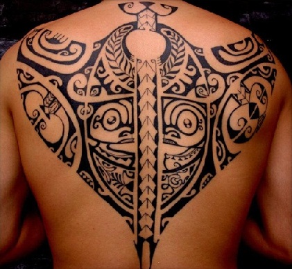 Abstract Tribal Back Tattoo