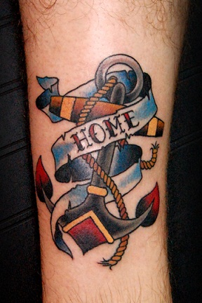 Anchor style banner tattoo