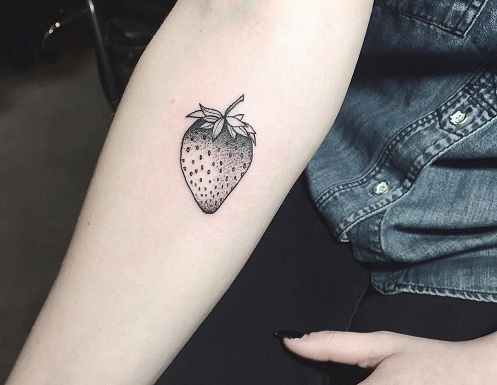Black and White Strawberry Tattoo