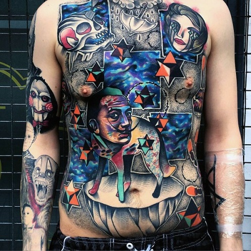 Body Tattoo in Surrealism Pattern
