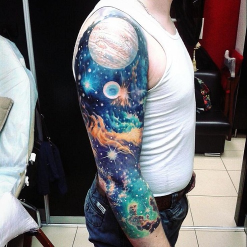 Designer Space Tattoo for Sleeve