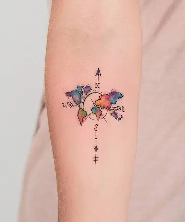 9 Best World Map Tattoo Designs and Ideas | Styles At Life