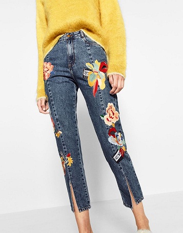 Embroidery High Rise Jeans