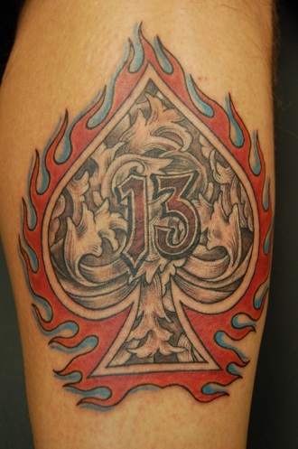 Fire Spade Color Tattoo Design