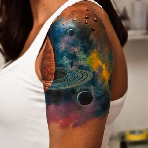 Galaxy sleeve by artist  Soul Inn House Custom Tattoo Art  Facebook