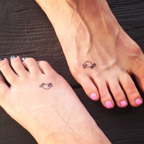 Heart Turtle Tattoo On Foot