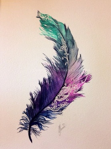 Feather Watercolour Tattoo Design