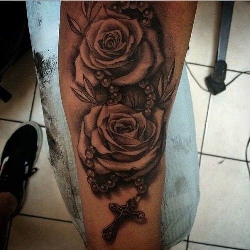 Tattoo uploaded by Onny Somboon  rose foot rosary tattoo  Tattoodo