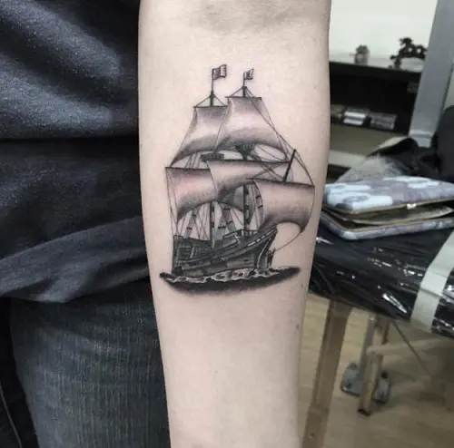 Small ship tattoo on the arm  Tattoogridnet