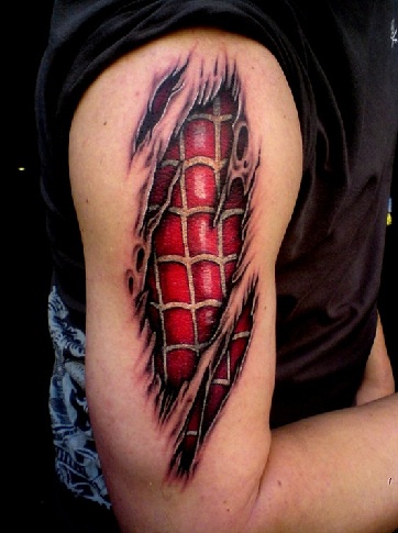 Skin Gallery Tattoo : Tattoos : Family Heritage : American Flag under ripped  skin