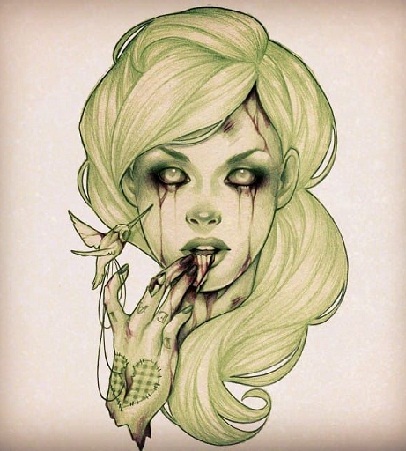 Pretty Zombie Tattoo Design