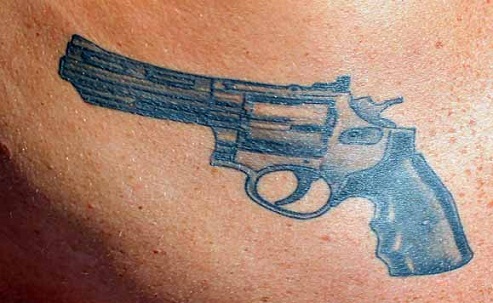 Western Revolver Tattoo On Bicep