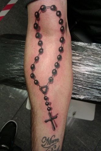 Tattoo uploaded by Steven DAlton  Wrist rosary with free hand beads  rosarytattoo religioustattoo  Tattoodo