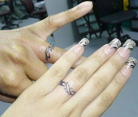 Sparkling Wedding Ring Tattoos Design