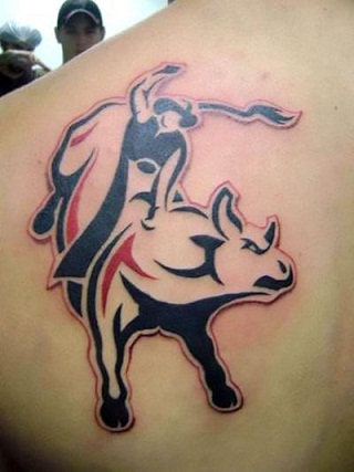 Spectacular Bull Riding Western Tattoo Design