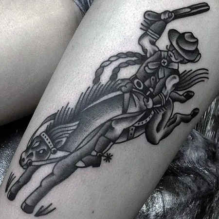 Traditional Cowboy done by RJLittle at Hallowed Ground Bodyart Studio  Maine  rtattoos