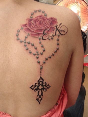 Christian Tattoo design with a rosary 9746107 Vector Art at Vecteezy