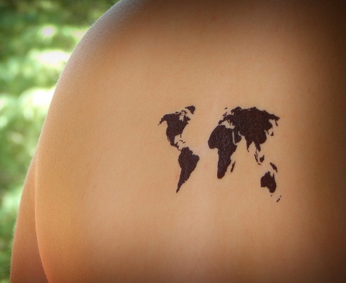 Temporary World Map Tattoo Designs