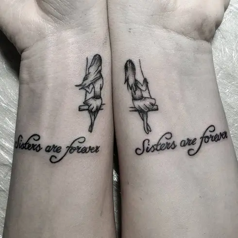 Black And White Sister Tattoo On Legs  Sister tattoo designs Friend  tattoos Matching sister tattoos
