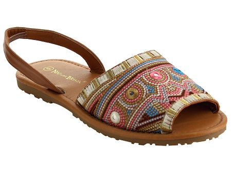 Embroidery Peep on Slip Sandals for Women