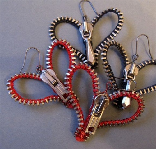Valentine Earrings Zipper Crafts