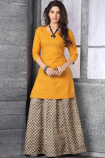 Solid Kurti with Ghagra