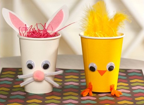 Chick and Bunny Treat Holders Paper Cup Crafts