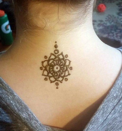 Mehendi Neck Tattoo Design for Girl