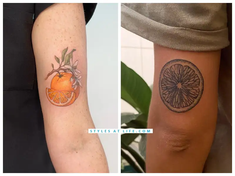 kat on Instagram      orange tattoo fruittattoo  americantraditionaltattoo americantraditional tattooflash flashtattoo  pasteltattoo