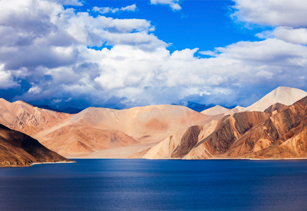 Pangong Lake, Ladakh: High-altitude lake with stunning blue waters.