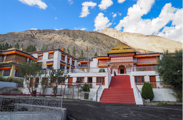 Samstanling Gompa, Ladakh: Majestic red Gompa nestled amidst the Himalayas.