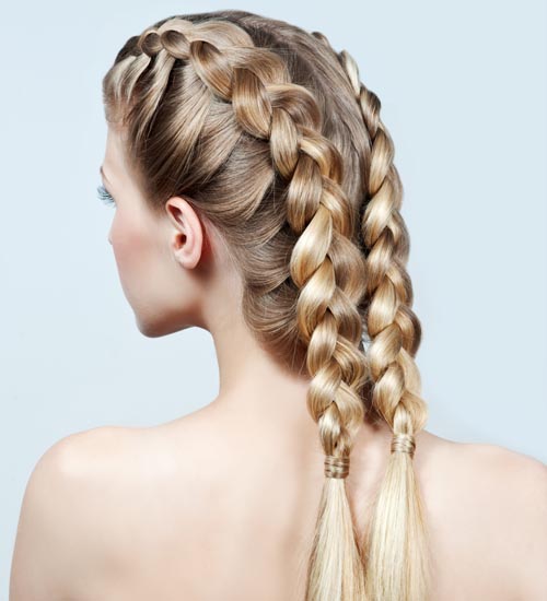 2 ponytails with braids