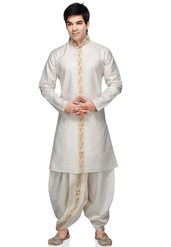 Glamorous White Color Art Silk Wedding Wear Readymade Dhoti, 60% OFF