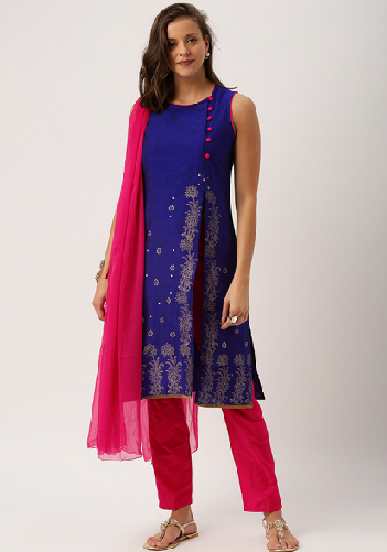 Buy Pink Printed Kurta With Parallel Pants Online  W for Woman