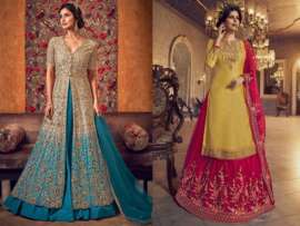 9 Beautiful Designs of Kurti With Ghagra for Women