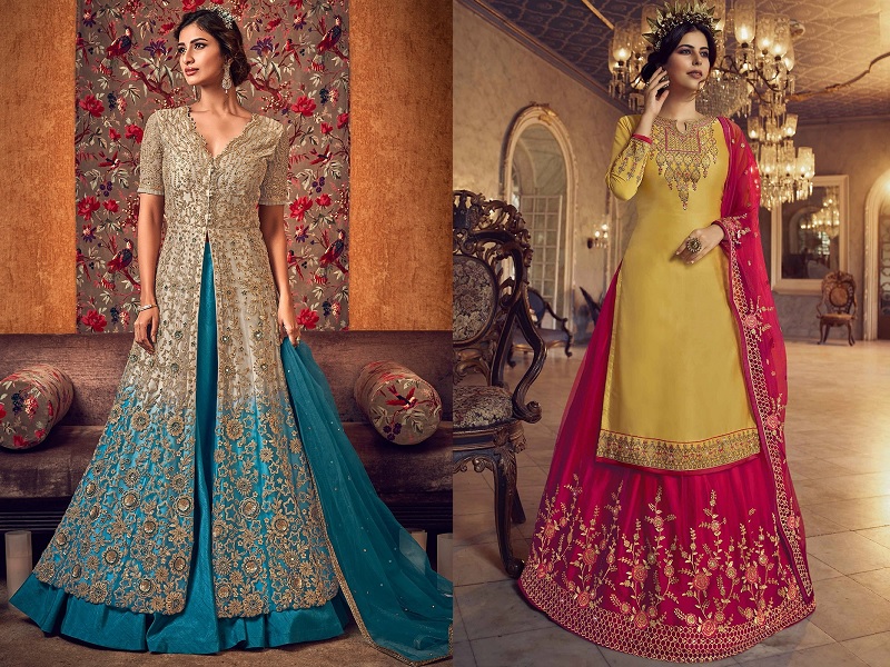 9 Beautiful Designs Of Kurti With Ghagra For Women