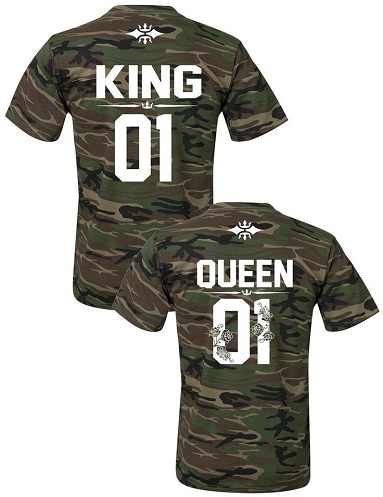 Army Print King and Queen T-Shirt