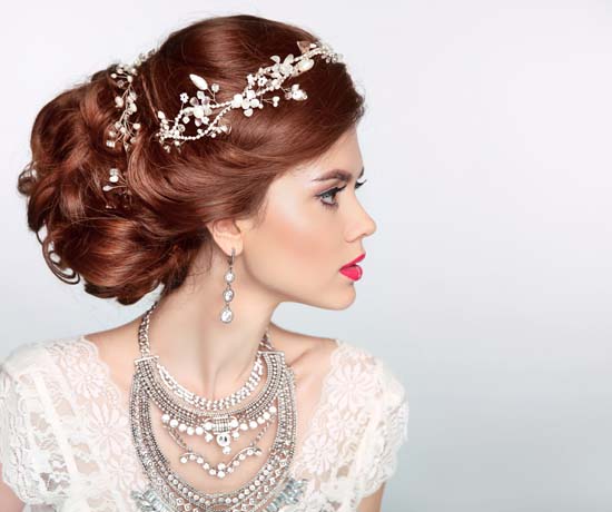 Asian Bridal Hair Updo With Pearl Accessories
