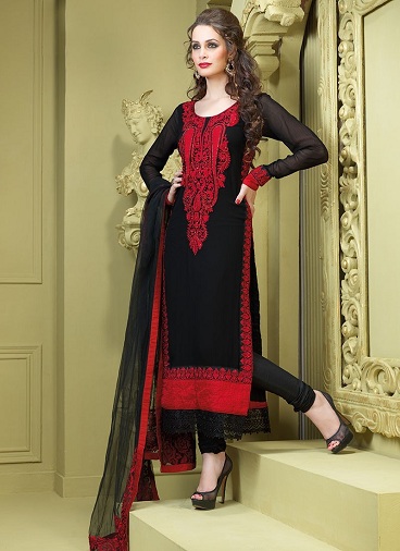 punjabi suit red and black combination